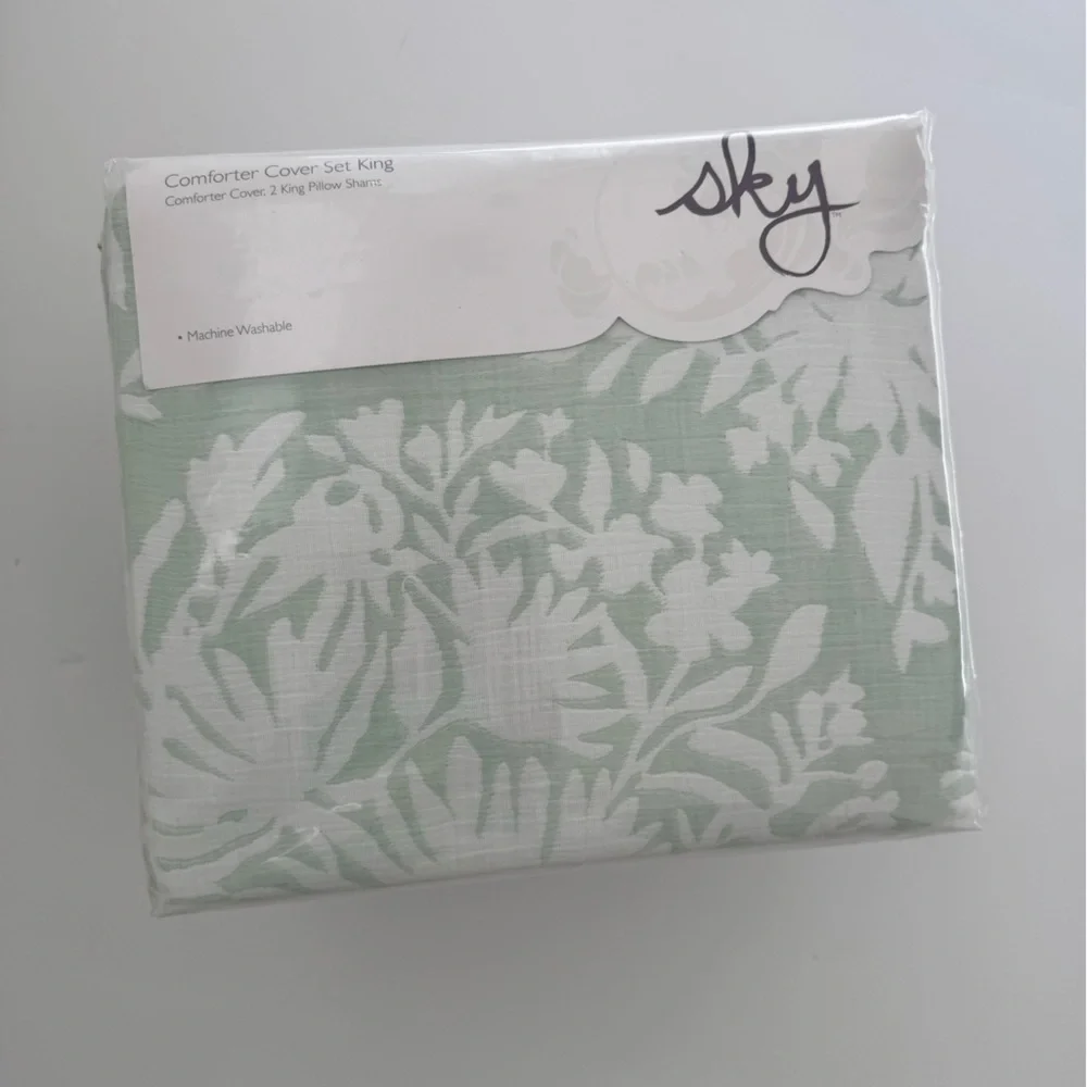 NEW Sky Jardin Silhouette Duvet Cover & 2 Shams Set Green